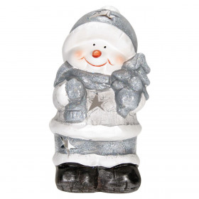 Χριστουγεννιάτικη Θήκη Ρεσώ Κεραμική Χιονάνθρωπος 15 εκ.