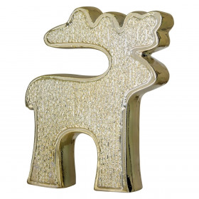 Χριστουγεννιάτικο Διακοσμητικό Κεραμικό Τάρανδος Χρυσό 14x12