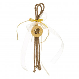 Γούρι Διακοσμητικό Κύκλος των Ευχών Χρυσό Καφέ Κορδόνι 20cm