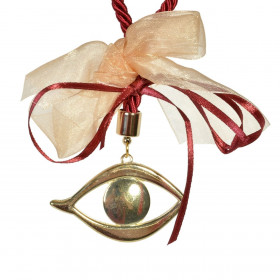 Γούρι Διακοσμητικό Μάτι Χρυσό Μπορντό Κορδόνι 11 cm