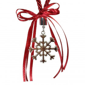 Γούρι Διακοσμητικό Νιφάδα Ασημί Μπορντό Κορδόνι 11 cm