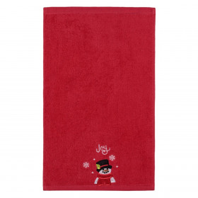Χριστουγεννιάτικη Πετσέτα Χεριών Βαμβακερή Κόκκινη Κέντημα Χιονάνθρωπος 45x30cm