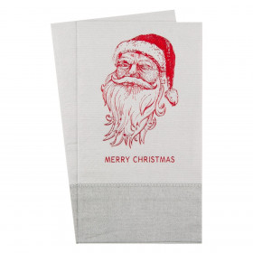Χαρτοπετσέτες Χριστουγεννιάτικες Γκρι με Κόκκινο Foil Άγιο Βασίλη 33x40cm - 16 τμχ.