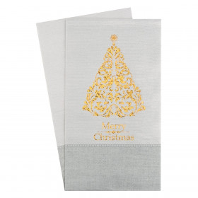 Χαρτοπετσέτες Χριστουγεννιάτικες Γκρι με Χρυσό Foil Δέντρο 33x40cm  - 16 τμχ.