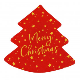 Χριστουγεννιάτικες Χαρτοπετσέτες Κόκκινες Δέντρο Κίτρινα Αστέρια &quotMerry Christmas&quot 33x33cm - 50 τμχ.
