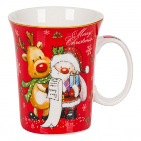 Χριστουγεννιάτικη Κούπα New Bone Άγιος Βασίλης Τάρανδος Φαρδύ Χείλος 310ml