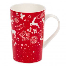 Χριστουγεννιάτικη Κούπα New Bone Ψηλή Κόκκινη Σχέδια 400ml