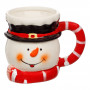 Χριστουγεννιάτικη Κούπα 3D Χιονάνθρωπος Κόκκινο Ριγέ Χερούλι 300ml