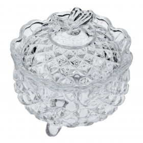 Φοντανιέρα Γυάλινη με Καπάκι Ανάγλυφο Πλεκτό Σχέδιο 230 ml