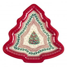 Χριστουγεννιάτικη Διακοσμητική Μεταλλική Πιατέλα Δέντρο 31x30cm