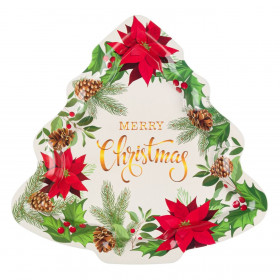 Χριστουγεννιάτικη Διακοσμητική Μεταλλική Πιατέλα Δέντρο Αλεξανδρινά 31x30x2cm