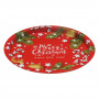 Χριστουγεννιάτικος Δίσκος Μεταλλικός Κόκκινος Γκι Στολίδια 32.5cm
