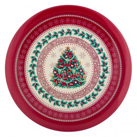 Χριστουγεννιάτικος Δίσκος Μεταλλικός Κόκκινος Δέντρο 32.5cm