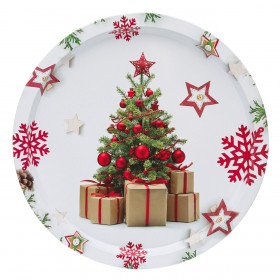 Χριστουγεννιάτικος Δίσκος Μεταλλικός Λευκός Στολισμένο Δέντρο 32.5cm