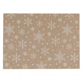 Χριστουγεννιάτικο Σουπλά Υφασμάτινο Λινό Μπεζ Λευκές Νιφάδες 41x30cm Χριστουγεννιάτικο Σουπλά Υφασμάτινο Λινό Μπεζ Λευκές Νιφάδες 41x30cm