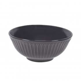 Μπολ Σερβιρίσματος Κεραμικό Γκρι Glaze με Ανάγλυφες Γραμμμές 650ml