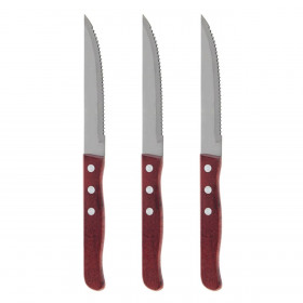 Μαχαίρια Κρέατος Πριονωτά Ξύλινη Λαβή - 3 τμχ.