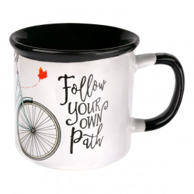 Κούπα Κεραμική Μαύρη Λευκή Ποδήλατο 330 ml.