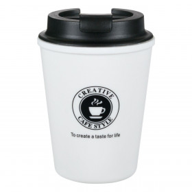 Ποτήρι Πλαστικό Λευκό Μαύρο Καπάκι 350 ml