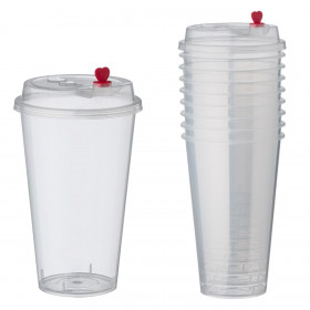 Ποτήρια Πλαστικά Διάφανα με Καπάκι με Στόμιο 500 ml - 10 τμχ.