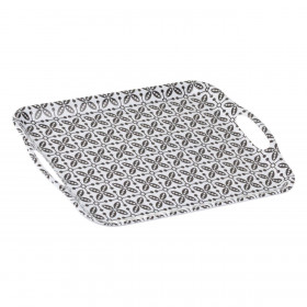 Δίσκος Σερβιρίσματος Λευκός Μαύρα Σχέδια με Χερούλια 35x25 cm