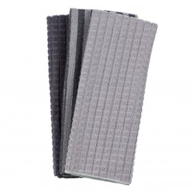 Πετσέτα Κουζίνας με Μικροΐνες Γκρι Ριγέ Καρό 60x35 cm - 3 τμχ.