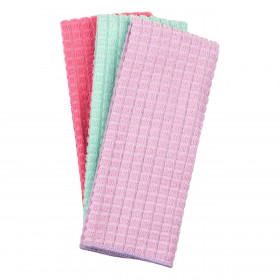 Πετσέτα Κουζίνας με Μικροΐνες Λιλά Βεραμάν Φούξια Καρό 60x35 cm - 3 τμχ.