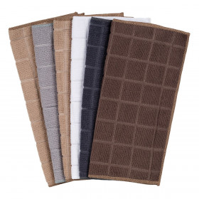 Πετσέτα Κουζίνας με Μικροΐνες Μπεζ Γκρι Καρό 30x30 cm - 6 τμχ.