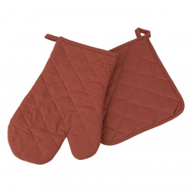 Γάντι &amp Πιάστρα Κουζίνας Βαμβακερό Τερακότα - 2 τμχ.