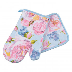 Γάντι &amp Πιάστρα Σιέλ Floral - 2 τμχ.