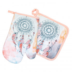 Γάντι & Πιάστρα Βαμβακερό Σομόν Ονειροπαγίδα - 2 τμχ. Γάντι & Πιάστρα Βαμβακερό Σομόν Ονειροπαγίδα - 2 τμχ.