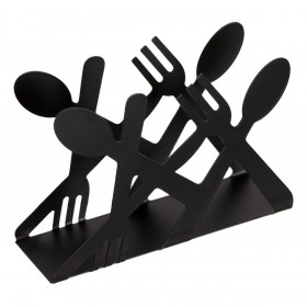 Θήκη για Χαρτοπετσέτες Μεταλλική Μαύρη Μαχαιροπίρουνα 13.5x4x9 cm