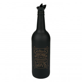 Δοχείο Λαδιού Γυάλινο Μαύρο Ματ Μπρονζέ Τύπωμα 750 ml 