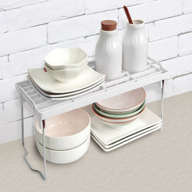 Ράφι Πτυσσόμενο Πλαστικό Λευκό Μεταλλικά Πόδια 39x19.8x21 cm 