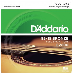 Daddario 85/15 Bronze Super Light 9-45Κωδικός: EZ890  Daddario 85/15 Bronze Super Light 9-45Κωδικός: EZ890