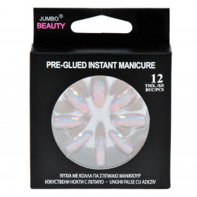 Νύχια Ολογραφικά Ροζ Διαμάντι - 12 τμχ.