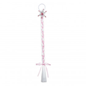 Λαστιχάκι Μαλλιών Παιδικό Νιφάδα Λευκή Ροζ Κοτσίδα 40 cm