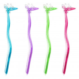 Κλιπ Μαλλιών Παιδικά Χρωματιστές Πεταλούδες Τρέσες 30cm - 4 τμχ.