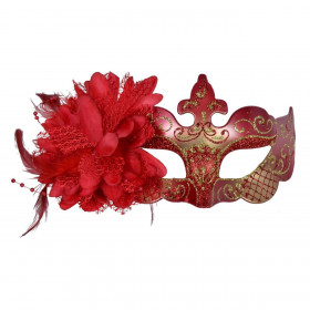 Αποκριάτικη Μάσκα Fancy Γυναικεία Κόκκινη Λουλούδι Χρυσό Glitter Αποκριάτικη Μάσκα Fancy Γυναικεία Κόκκινη Λουλούδι Χρυσό Glitter