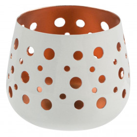 Βάση Ρεσώ Μεταλλική Λευκή Μπρονζέ Διάτρητη Dots 8x7 cm