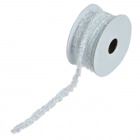 Xριστουγεννιάτικη Διακοσμητική Κορδέλα Δέντρου Λευκό Κορδόνι Ιριδίζοντα Τίνσελ - 5 m 