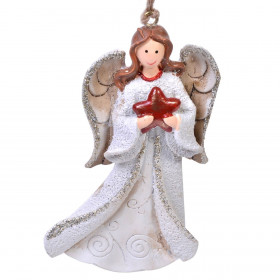 Χριστουγεννιάτικο Στολίδι Δέντρου Κεραμικό Άγγελος με Αστέρι 12 cm Χριστουγεννιάτικο Στολίδι Δέντρου Κεραμικό Άγγελος με Αστέρι 12 cm