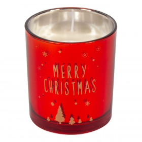 Κερί Ποτήρι Χριστουγεννιάτικο Κόκκινο Μεταλλιζέ  6.5x8cm