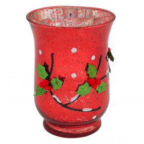 Χριστουγεννιάτικη Θήκη Ρεσώ Κόκκινο Βάζο Frosty Γκι 11x15cm