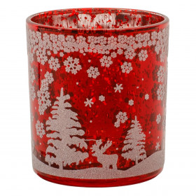 Χριστουγεννιάτικη Θήκη Ρεσώ Κόκκινο Ποτήρι Λευκή Frosty Παράσταση 8x9cm