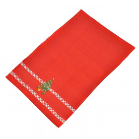 Xριστουγεννιάτικo Ποτηρόπανο Κουζίνας Βαμβακερό Κόκκινο Κέντημα Δέντρο 60x40cm Xριστουγεννιάτικo Ποτηρόπανο Κουζίνας Βαμβακερό Κόκκινο Κέντημα Δέντρο 60x40cm