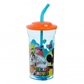Ποτήρι Πλαστικό Καπάκι Καλαμάκι MICKEY 460 ml
