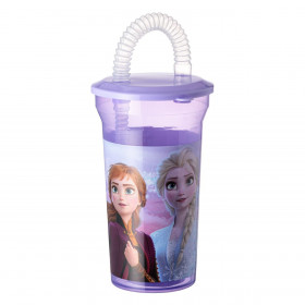 Ποτήρι με Καλαμάκι Πλαστικό Λιλά Frozen II 400ml 