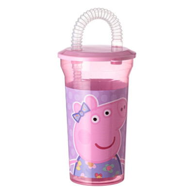 Ποτήρι με Καλαμάκι Πλαστικό Ροζ Peppa Pig 400ml