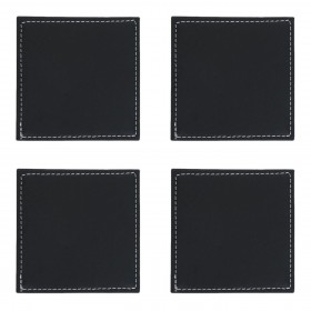 Σουβέρ Μαύρο Δερμάτινο Με Ραφή 10x10 cm - 4 τμχ.